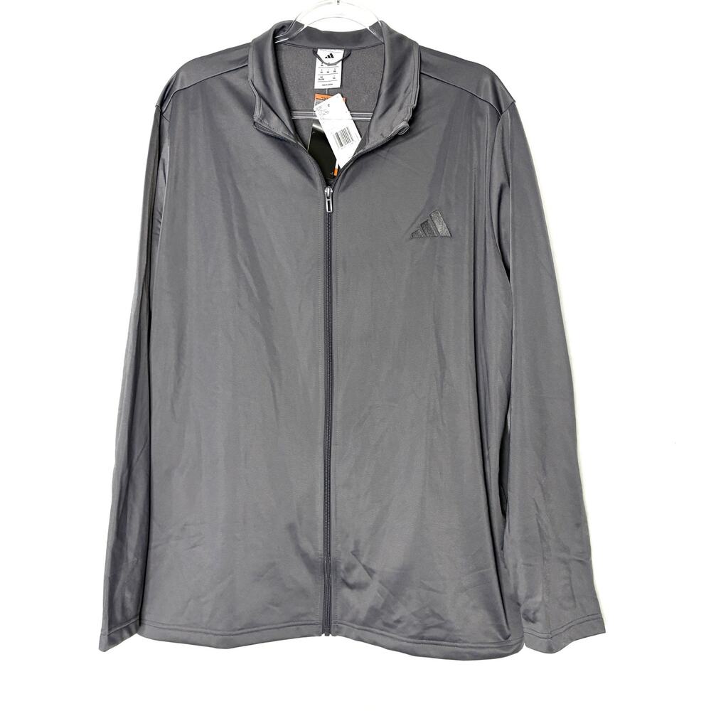 Adidas Gray Track Jacket Full Zip 100% Polyester NWT Mens 2XL